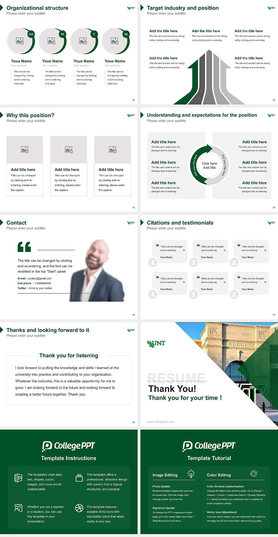 University of North Texas Resume PPT Template4:3 ratio PPT effect preview image4
