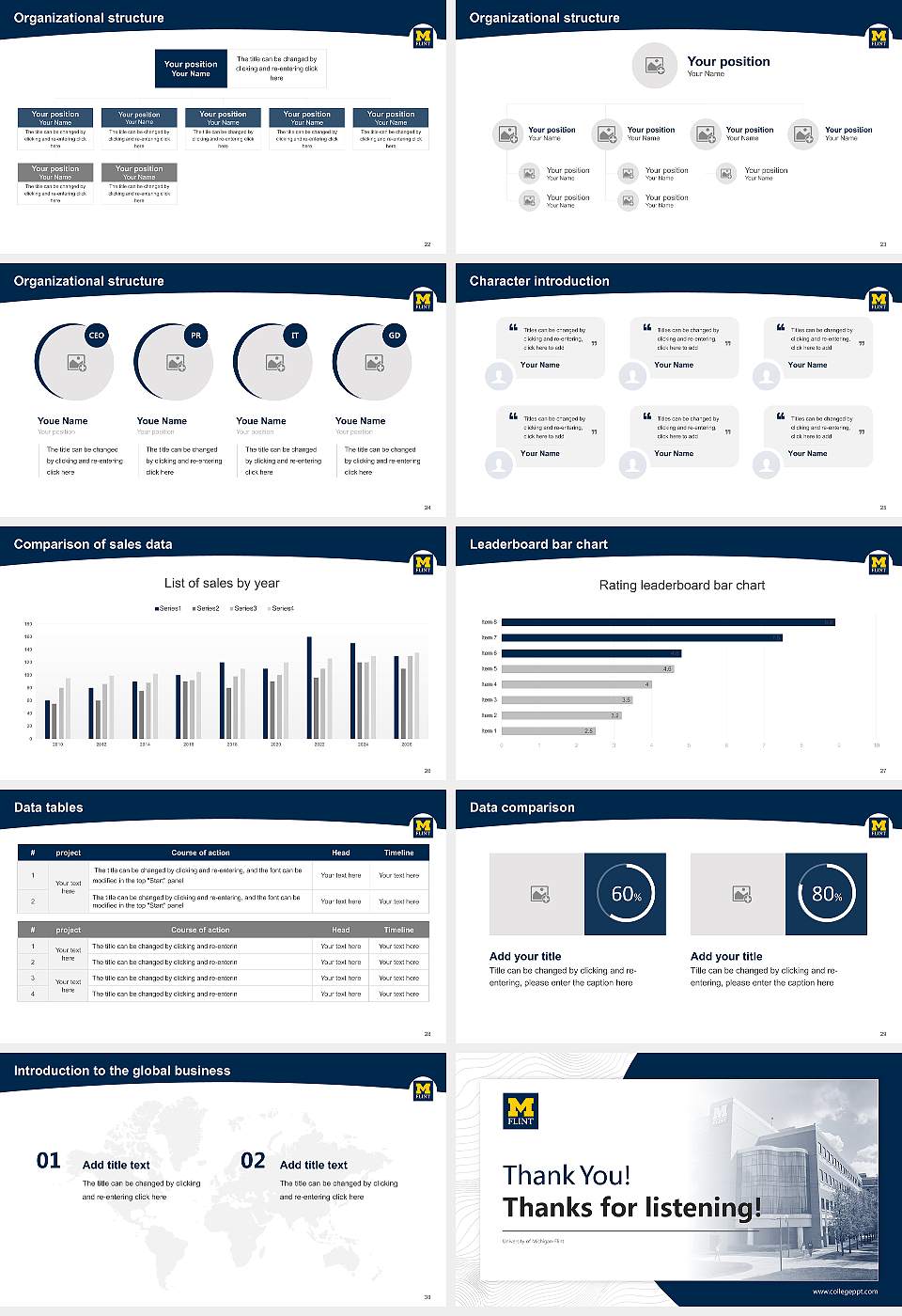 University of Michigan-Flint Academic Presentation/Research Findings Report PPT Template16:9 ratio PPT effect preview image4