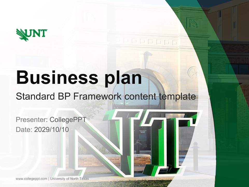 University of North Texas Competition/Entrepreneurship Contest PPT Template4:3 ratio PPT effect preview image9