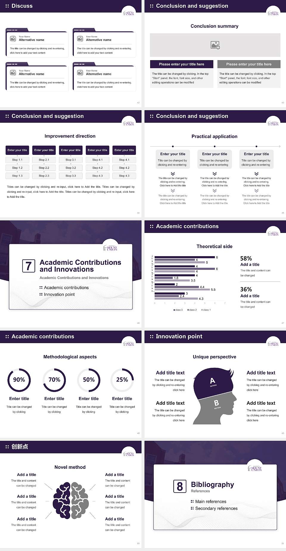 University of Mount Union Graduation Thesis Defense PPT Template4:3 ratio PPT effect preview image6