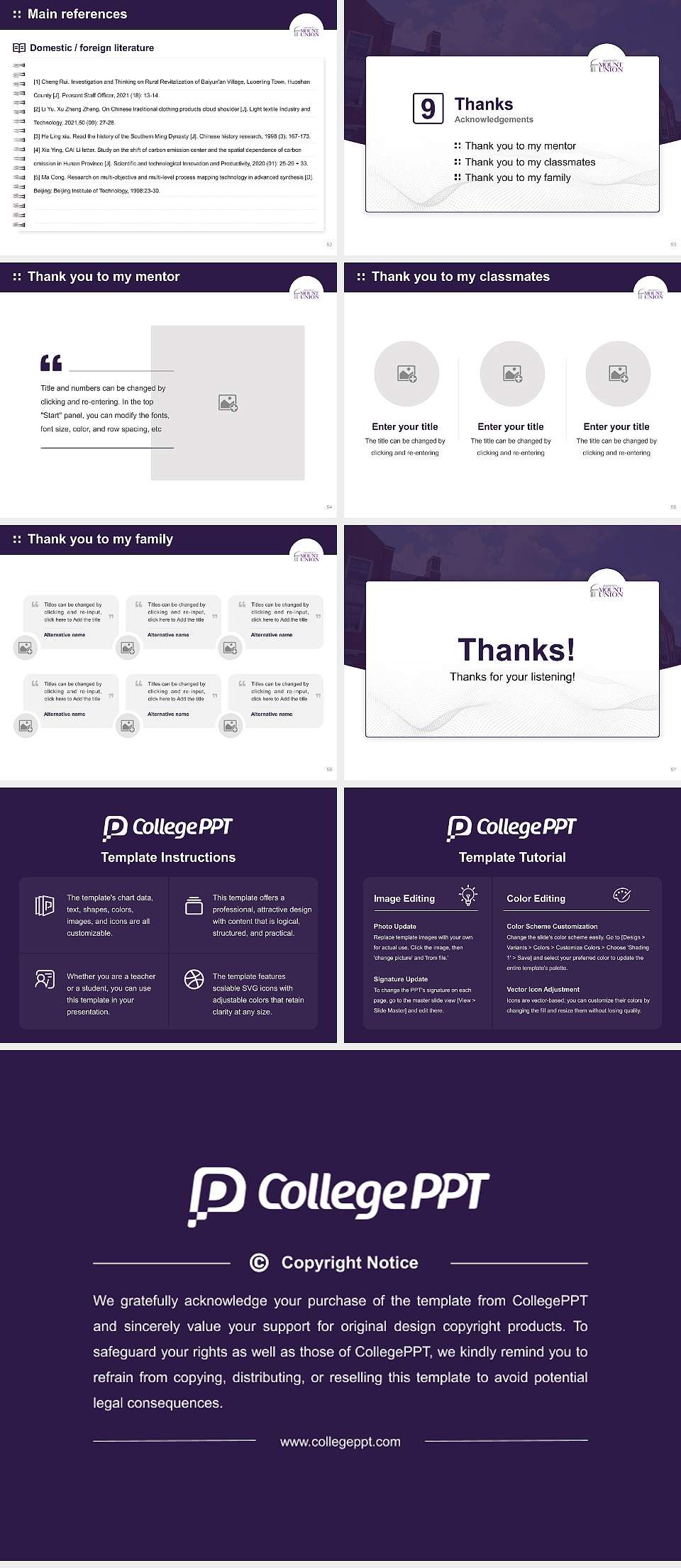 University of Mount Union Graduation Thesis Defense PPT Template4:3 ratio PPT effect preview image7