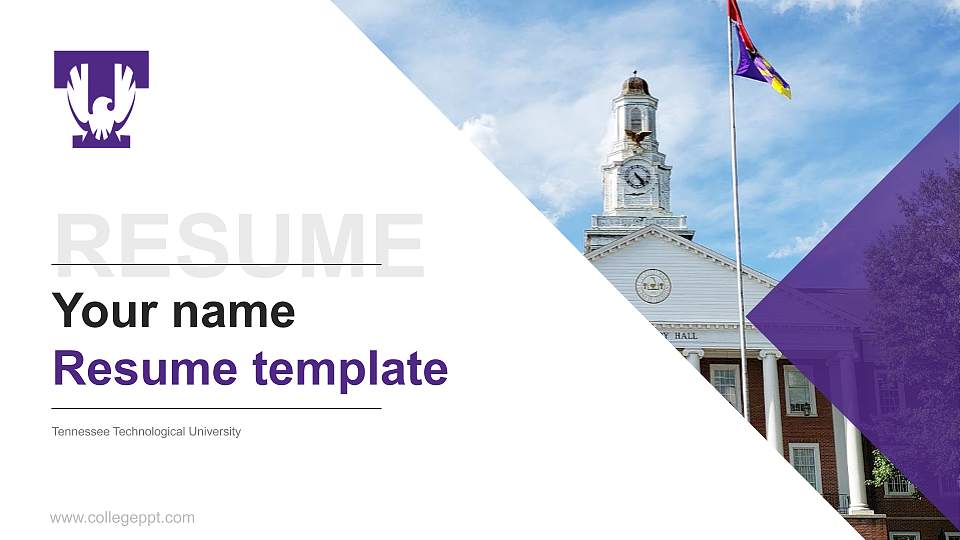 Tennessee Technological University Resume PPT Template16:9 ratio PPT effect preview image