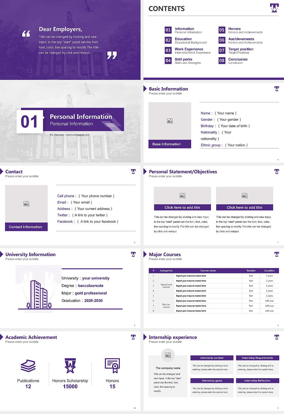 Tennessee Technological University Resume PPT Template16:9 ratio PPT effect preview image2