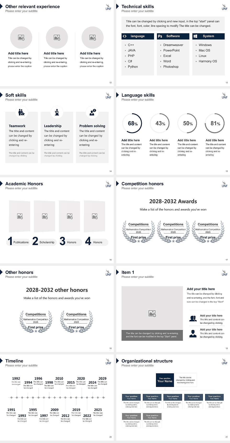 University of North Florida Resume PPT Template4:3 ratio PPT effect preview image3