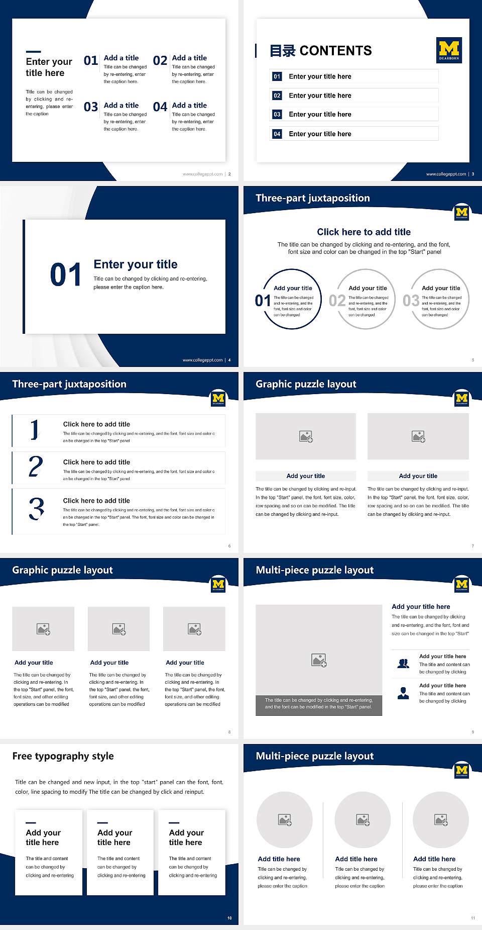 University of Michigan-Dearborn Academic Presentation/Research Findings Report PPT Template4:3 ratio PPT effect preview image2