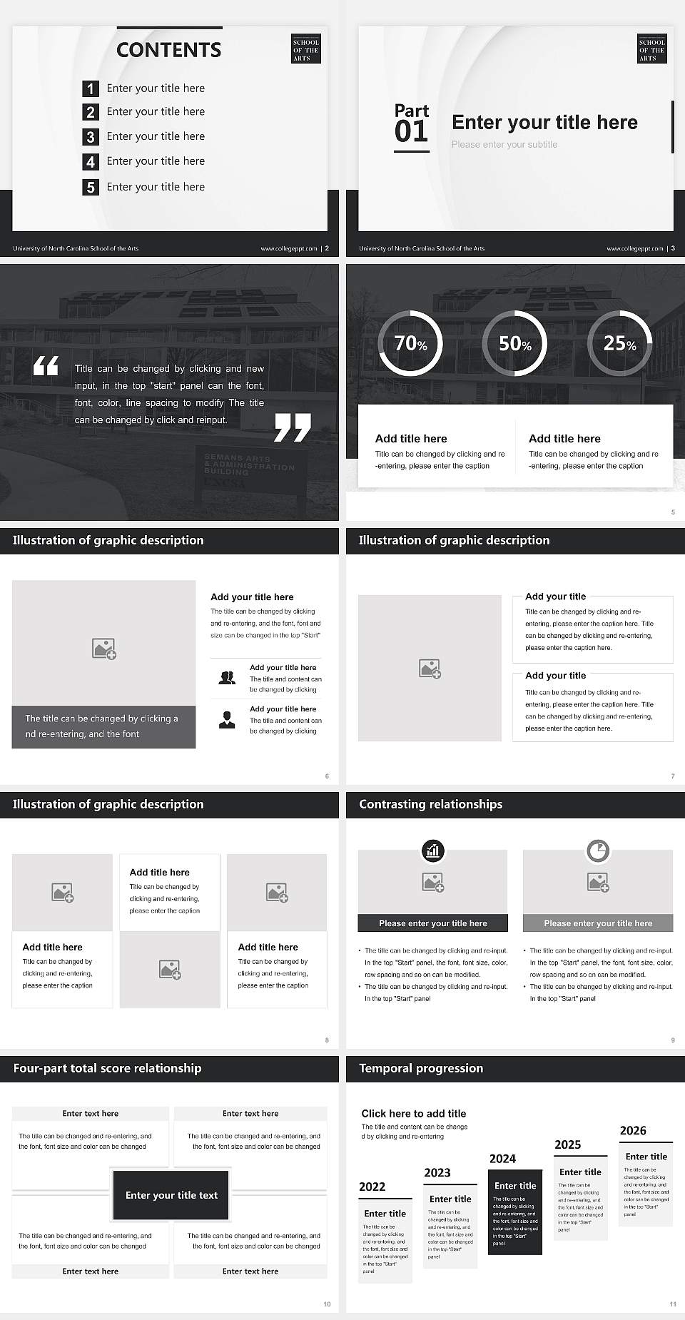 University of North Carolina School of the Arts Thesis Proposal/Graduation Defense PPT Template4:3 ratio PPT effect preview image2