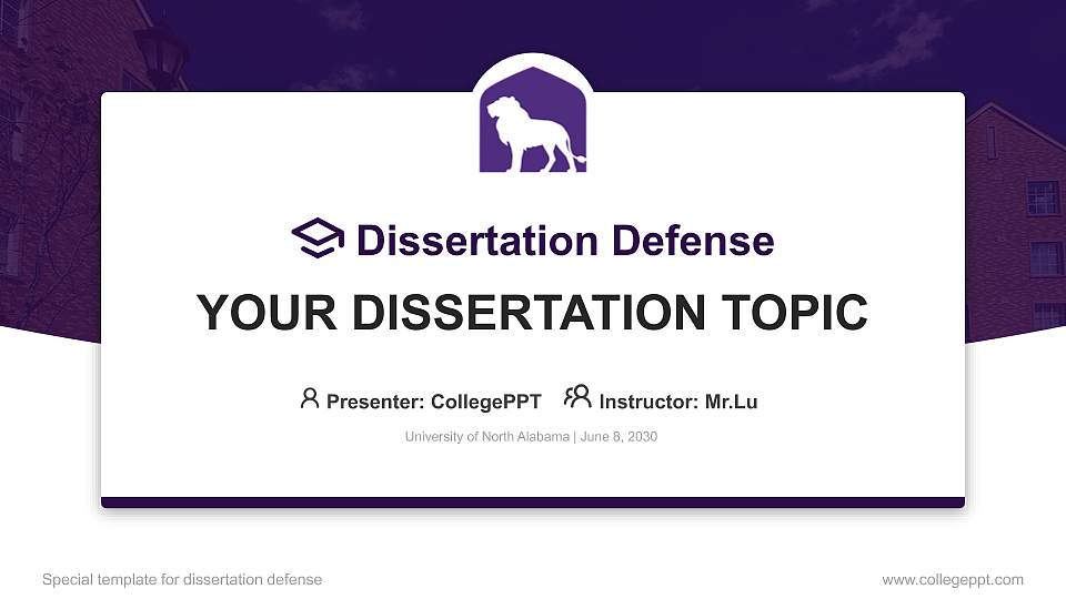 University of North Alabama Graduation Thesis Defense PPT Template16:9 ratio PPT effect preview image