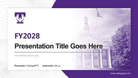 Tennessee Technological University Academic Presentation/Research Findings Report PPT Template
