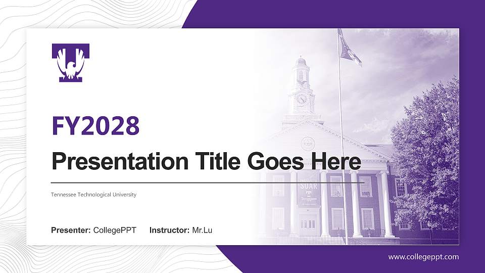 Tennessee Technological University Academic Presentation/Research Findings Report PPT Template16:9 ratio PPT effect preview image