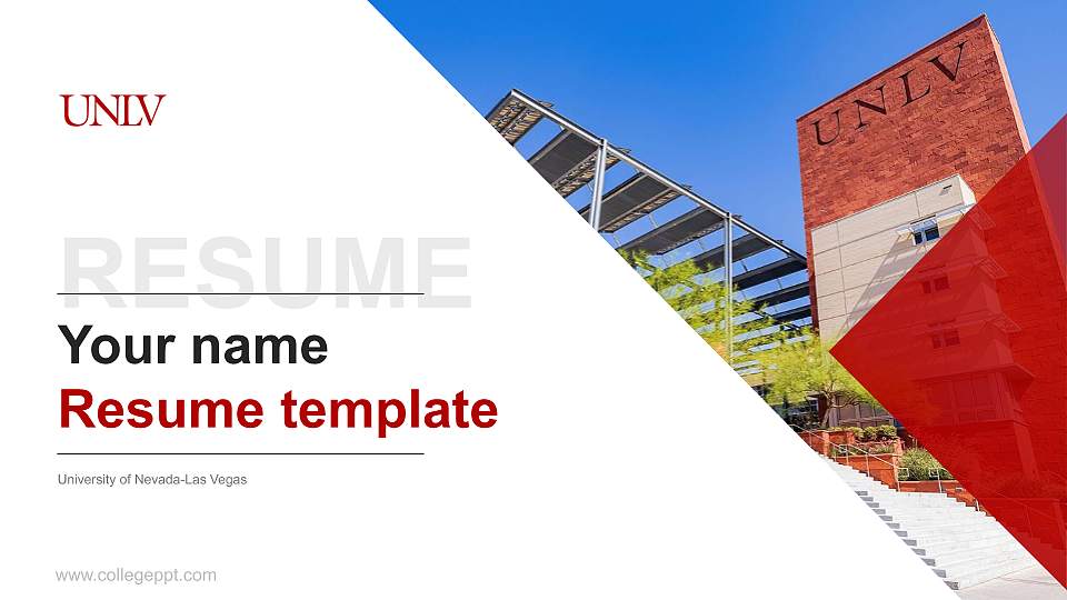 University of Nevada-Las Vegas Resume PPT Template16:9 ratio PPT effect preview image