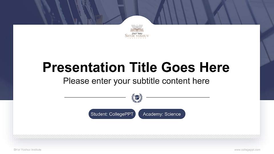 Sh’or Yoshuv Institute National Scholarship Defense PPT Template16:9 ratio PPT effect preview image1