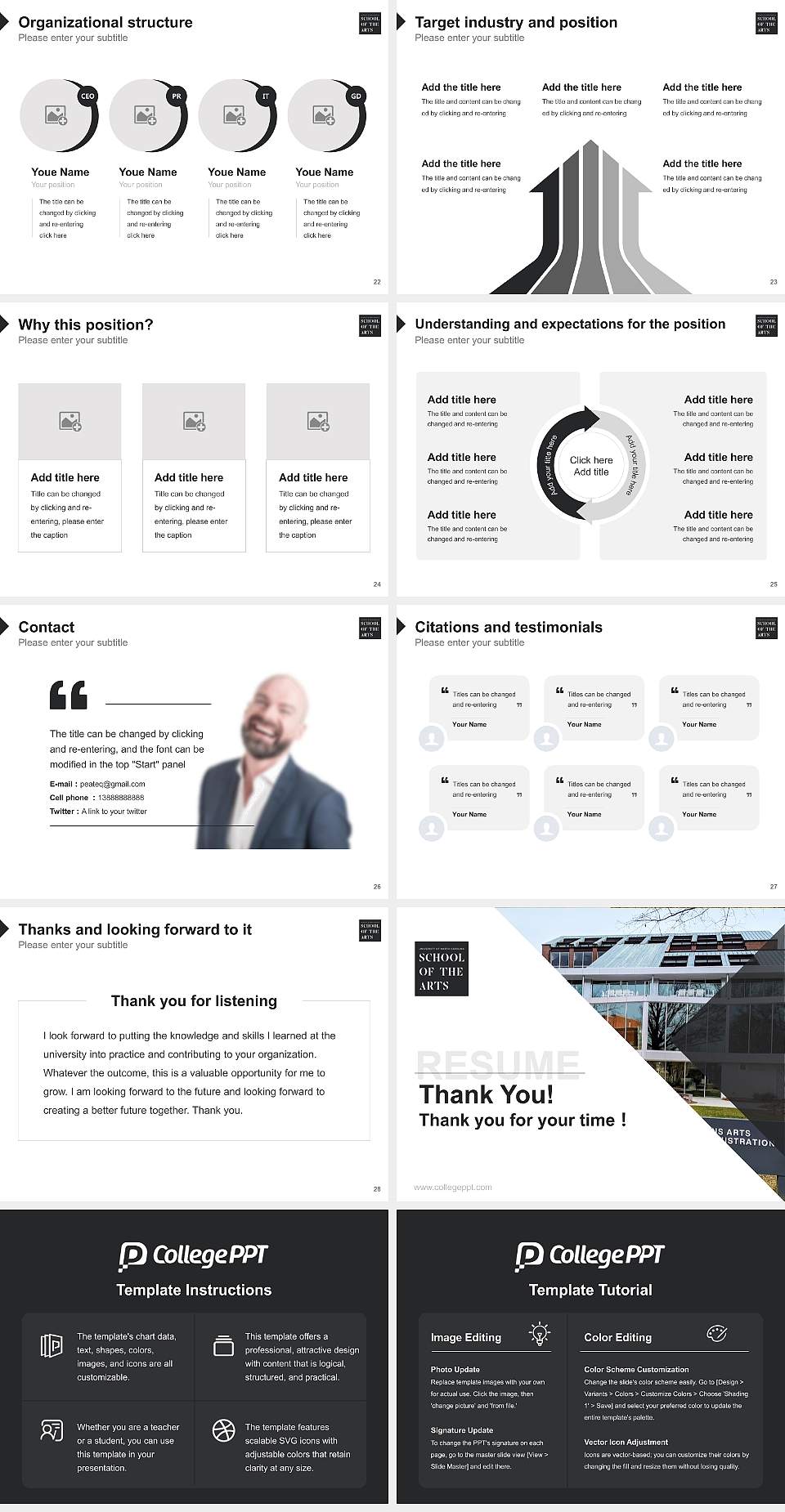 University of North Carolina School of the Arts Resume PPT Template4:3 ratio PPT effect preview image4