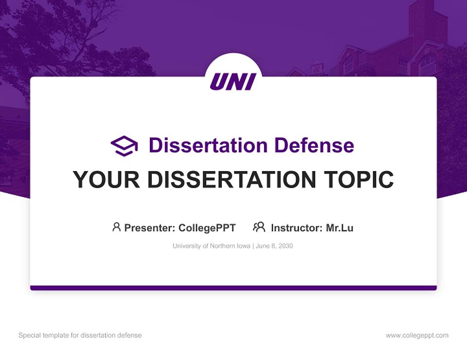 University of Northern Iowa Graduation Thesis Defense PPT Template4:3 ratio PPT effect preview image7