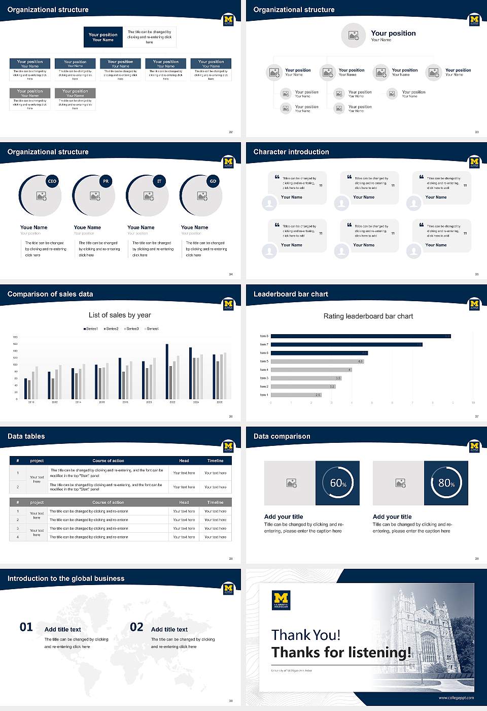 University of Michigan-Ann Arbor Academic Presentation/Research Findings Report PPT Template16:9 ratio PPT effect preview image4