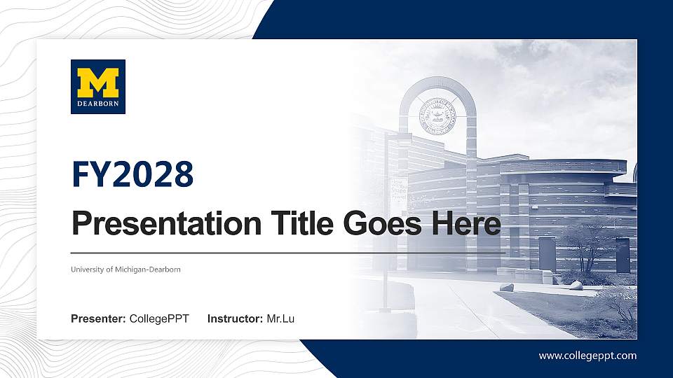 University of Michigan-Dearborn Academic Presentation/Research Findings Report PPT Template16:9 ratio PPT effect preview image