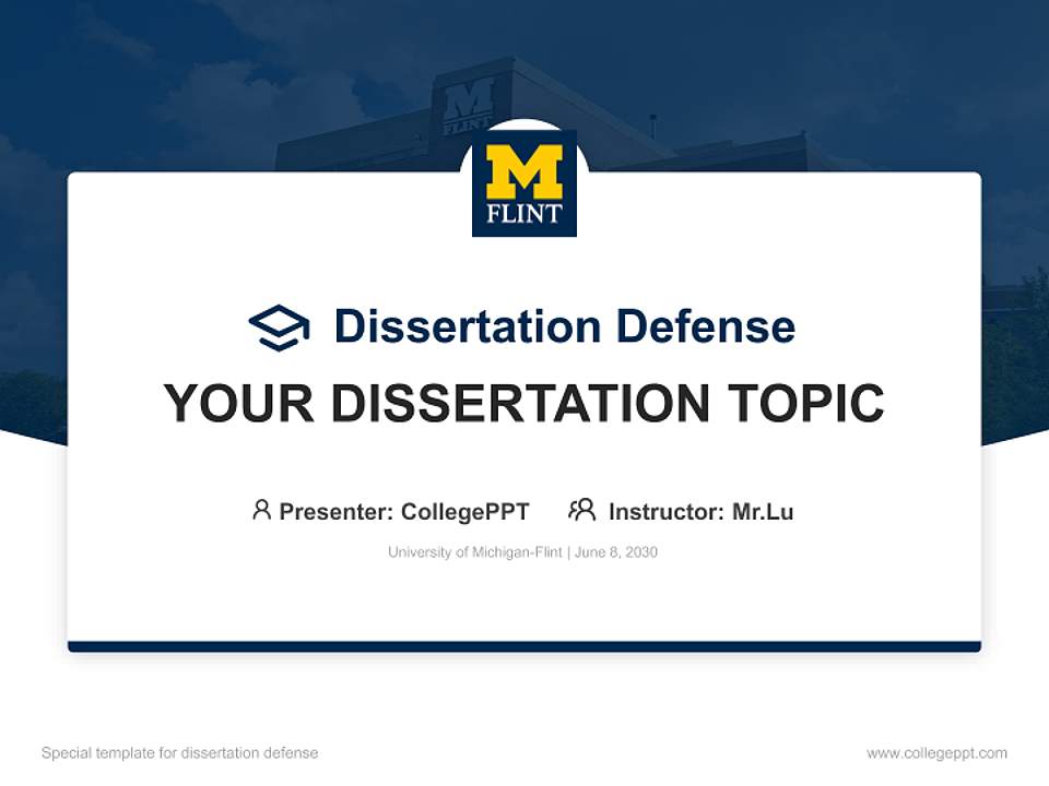 University of Michigan-Flint Graduation Thesis Defense PPT Template4:3 ratio PPT effect preview image7