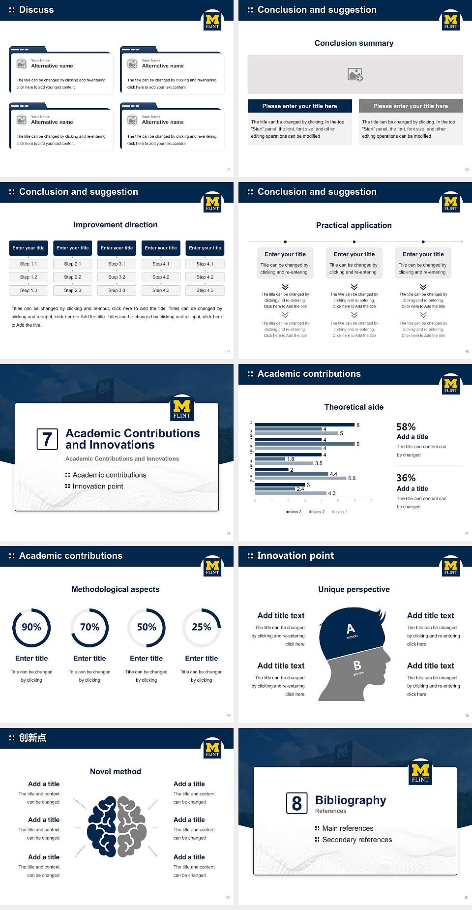 University of Michigan-Flint Graduation Thesis Defense PPT Template4:3 ratio PPT effect preview image6