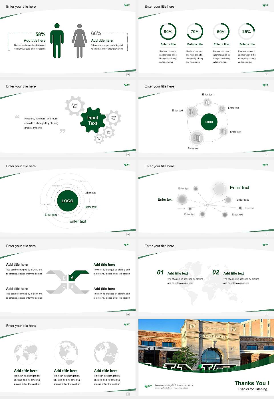 University of North Texas Course/Courseware Creation PPT Template16:9 ratio PPT effect preview image4