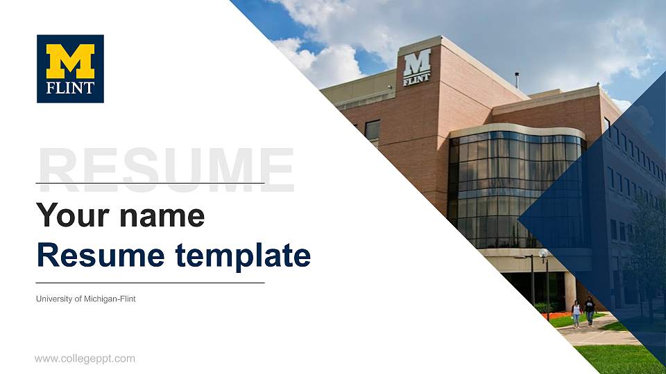 University of Michigan-Flint Resume PPT Template16:9 ratio PPT effect preview image