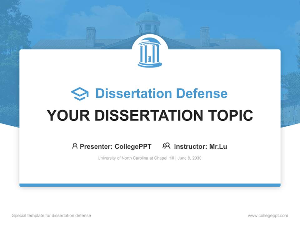 University of North Carolina at Chapel Hill Graduation Thesis Defense PPT Template4:3 ratio PPT effect preview image7