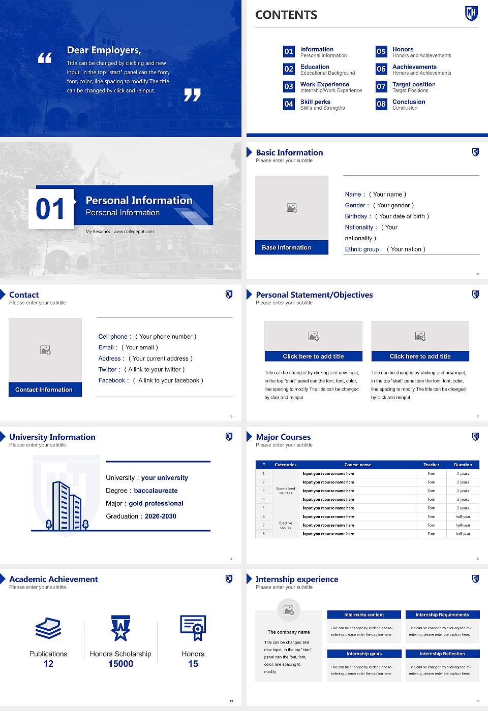University of New Hampshire-Main Campus Resume PPT Template16:9 ratio PPT effect preview image2