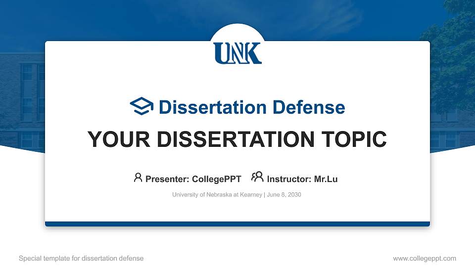 University of Nebraska at Kearney Graduation Thesis Defense PPT Template16:9 ratio PPT effect preview image