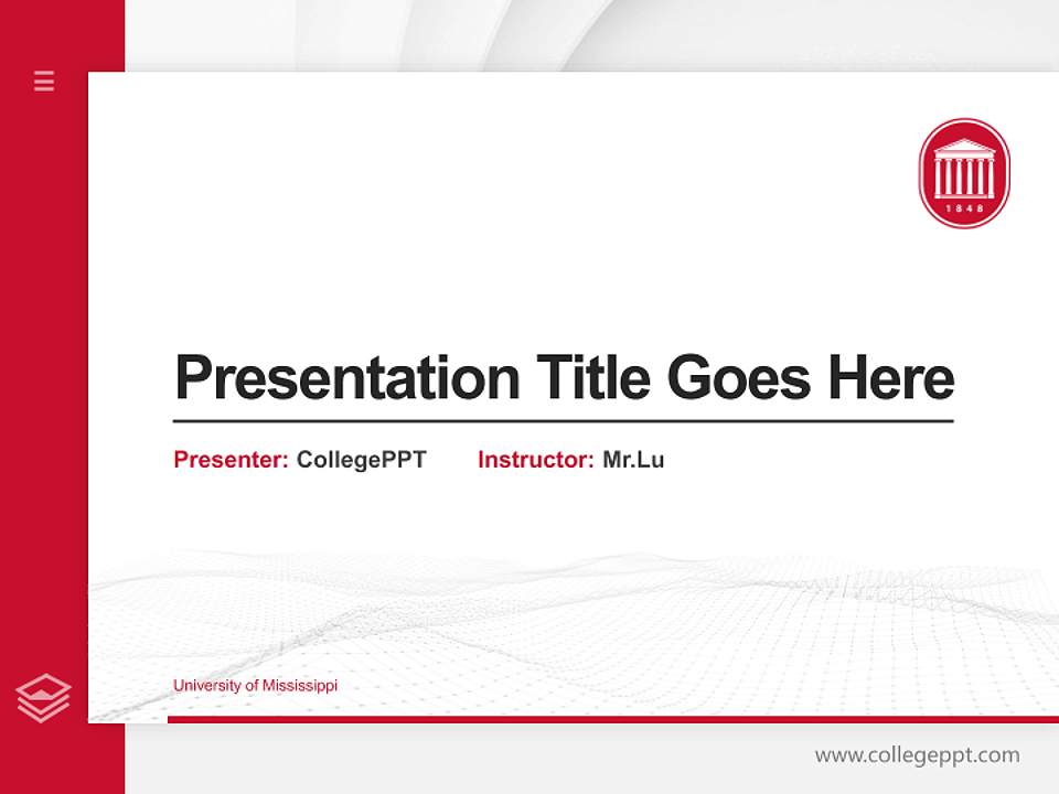 University of Mississippi Thesis Proposal/Graduation Defense PPT Template4:3 ratio PPT effect preview image5