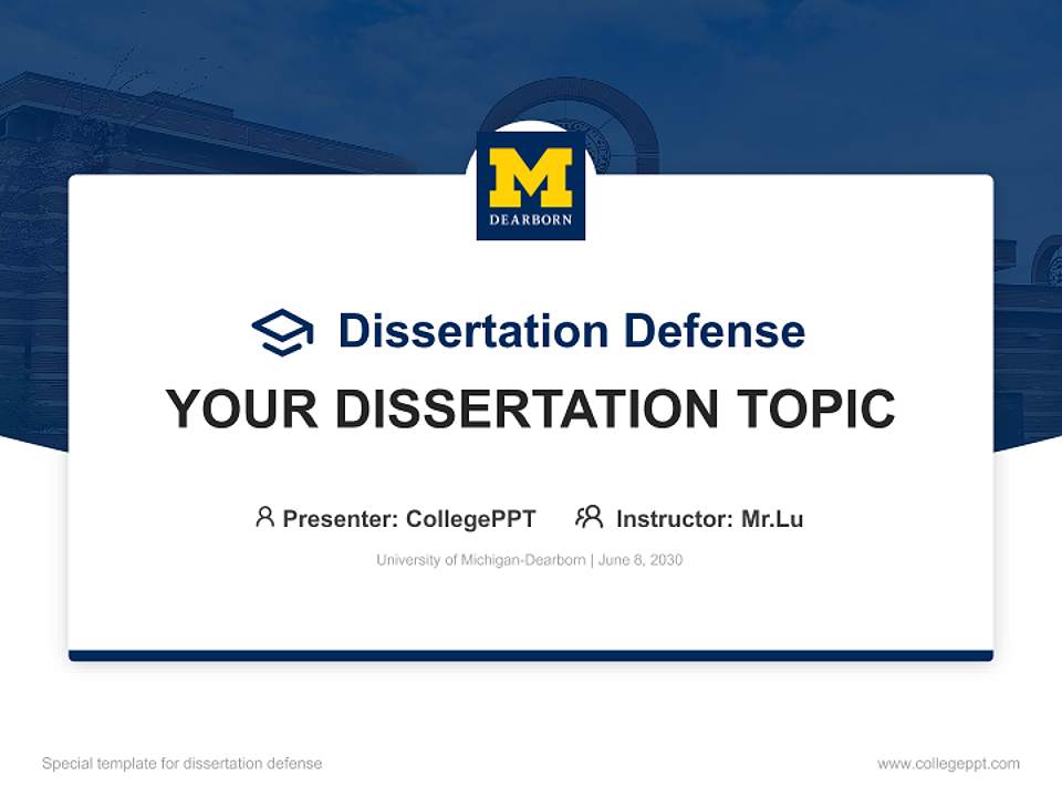 University of Michigan-Dearborn Graduation Thesis Defense PPT Template4:3 ratio PPT effect preview image7