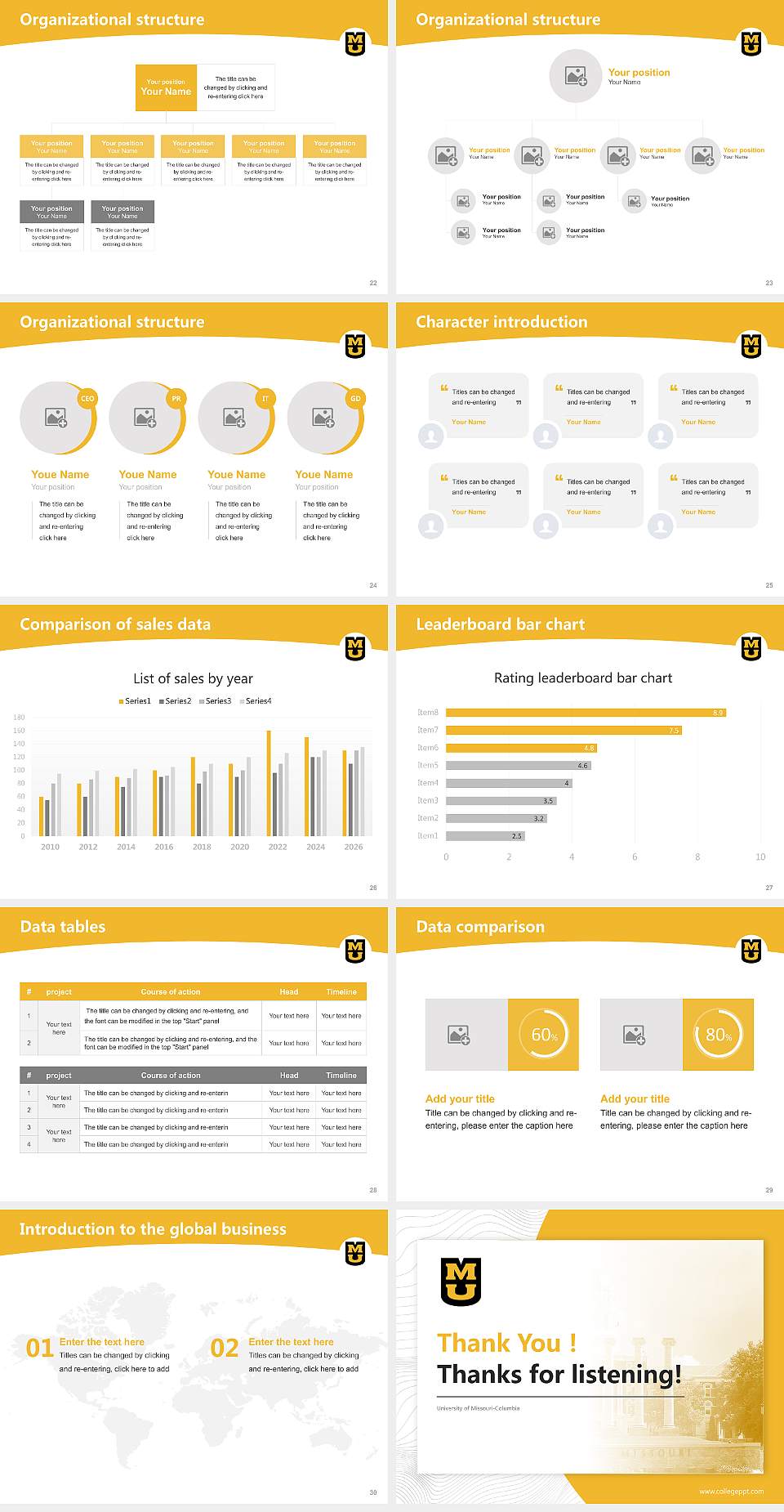 University of Missouri-Columbia Academic Presentation/Research Findings Report PPT Template4:3 ratio PPT effect preview image4
