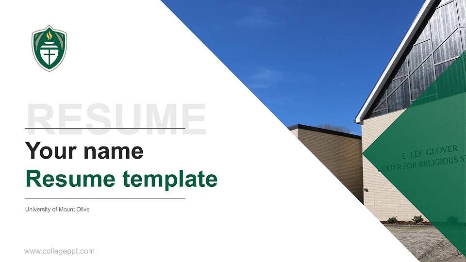 University of Mount Olive Resume PPT Template16:9 ratio PPT effect preview image
