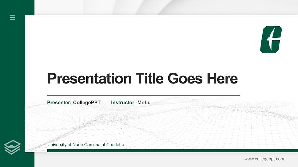 University of North Carolina at Charlotte Thesis Proposal/Graduation Defense PPT Template16:9 ratio PPT effect preview image