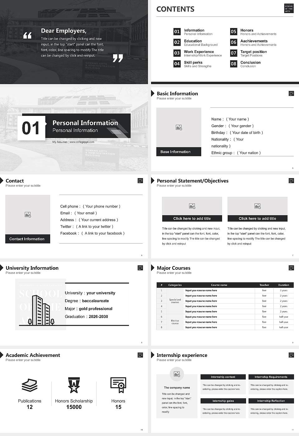 University of North Carolina School of the Arts Resume PPT Template16:9 ratio PPT effect preview image2
