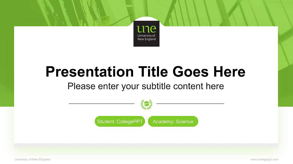 University of New England National Scholarship Defense PPT Template16:9 ratio PPT effect preview image