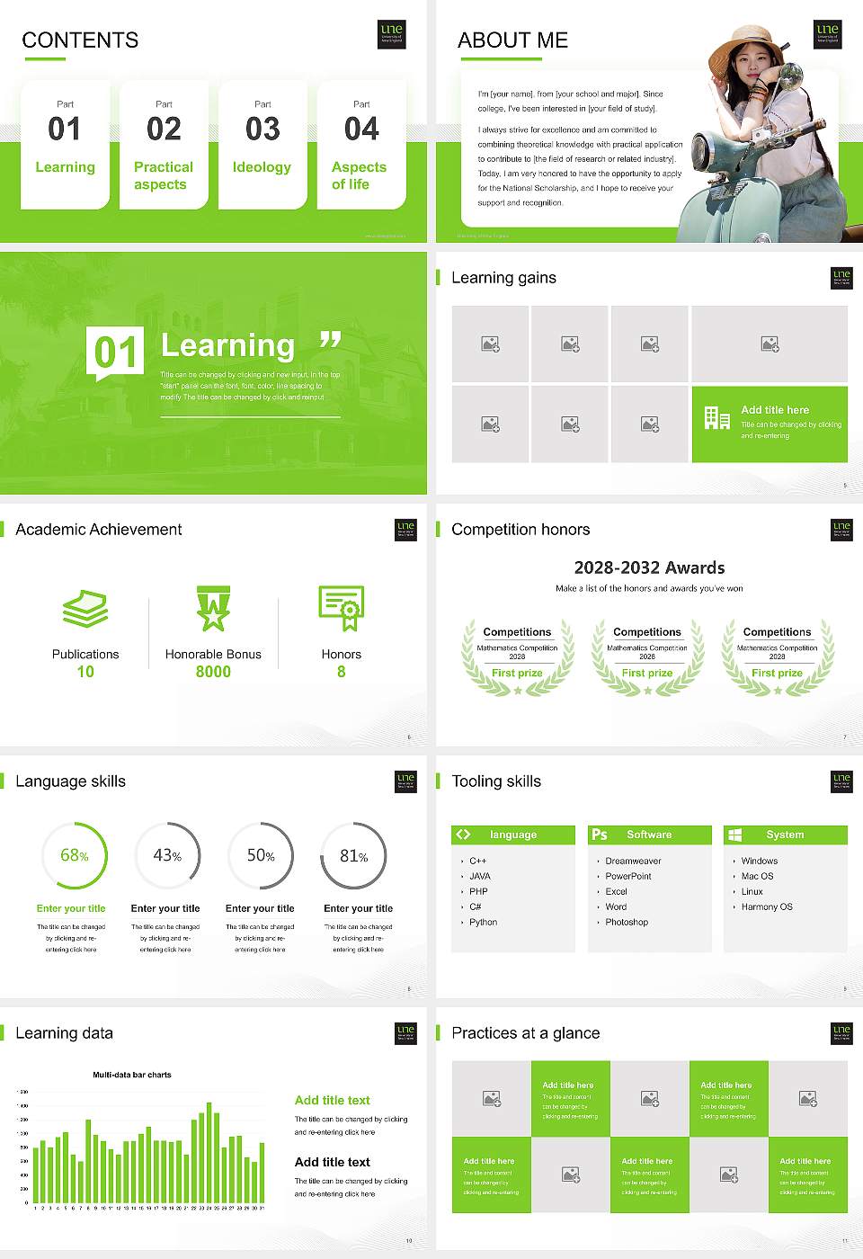 University of New England National Scholarship Defense PPT Template16:9 ratio PPT effect preview image2