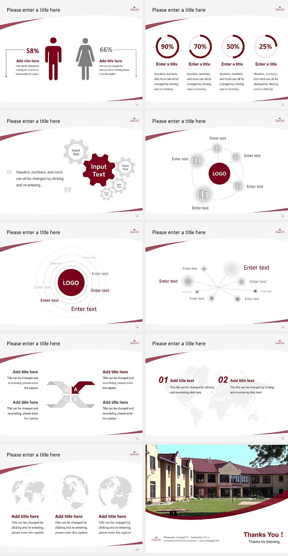 University of Minnesota-Crookston Course/Courseware Creation PPT Template4:3 ratio PPT effect preview image4