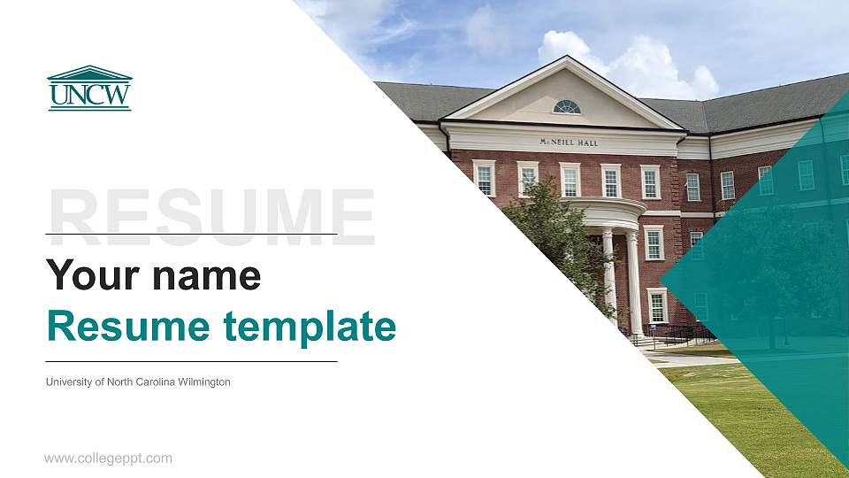 University of North Carolina Wilmington Resume PPT Template16:9 ratio PPT effect preview image