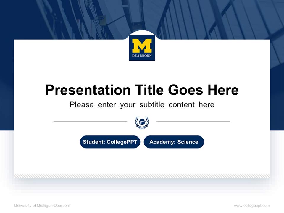 University of Michigan-Dearborn National Scholarship Defense PPT Template4:3 ratio PPT effect preview image4