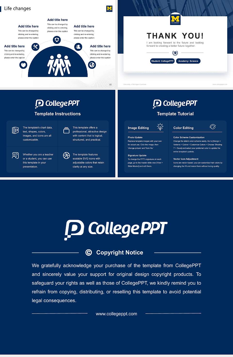 University of Michigan-Dearborn National Scholarship Defense PPT Template4:3 ratio PPT effect preview image4