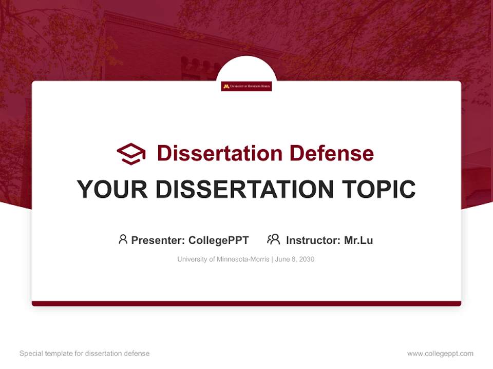 University of Minnesota-Morris Graduation Thesis Defense PPT Template4:3 ratio PPT effect preview image7
