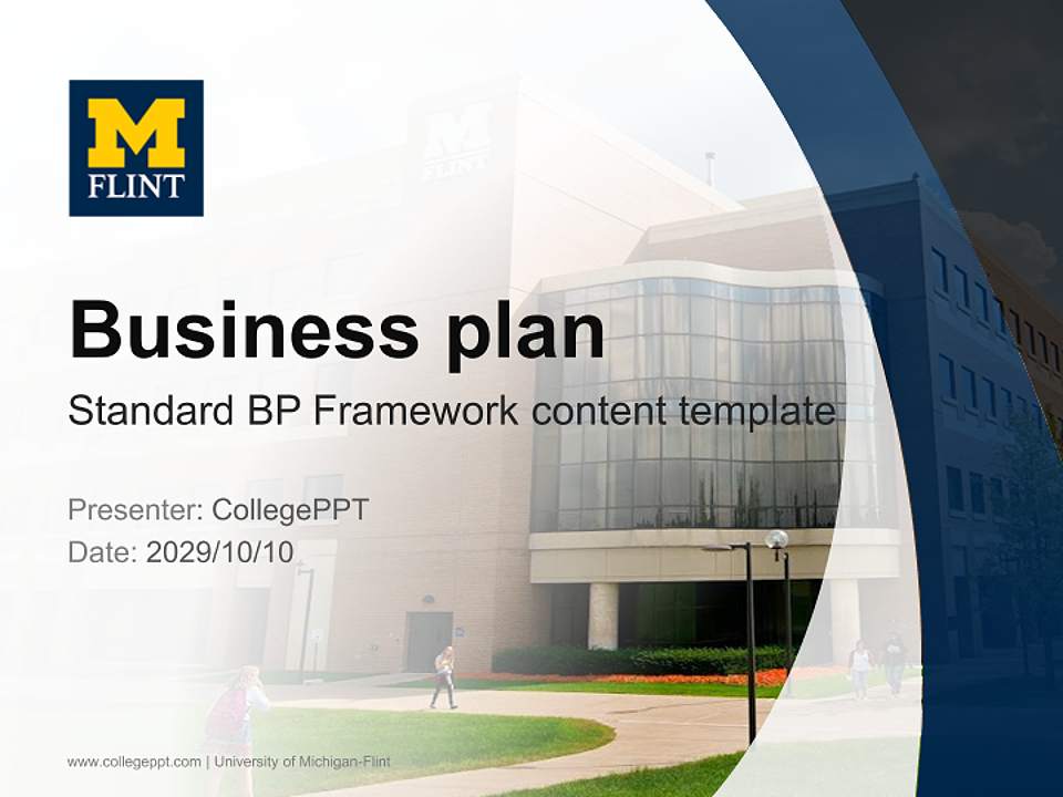 University of Michigan-Flint Competition/Entrepreneurship Contest PPT Template4:3 ratio PPT effect preview image9