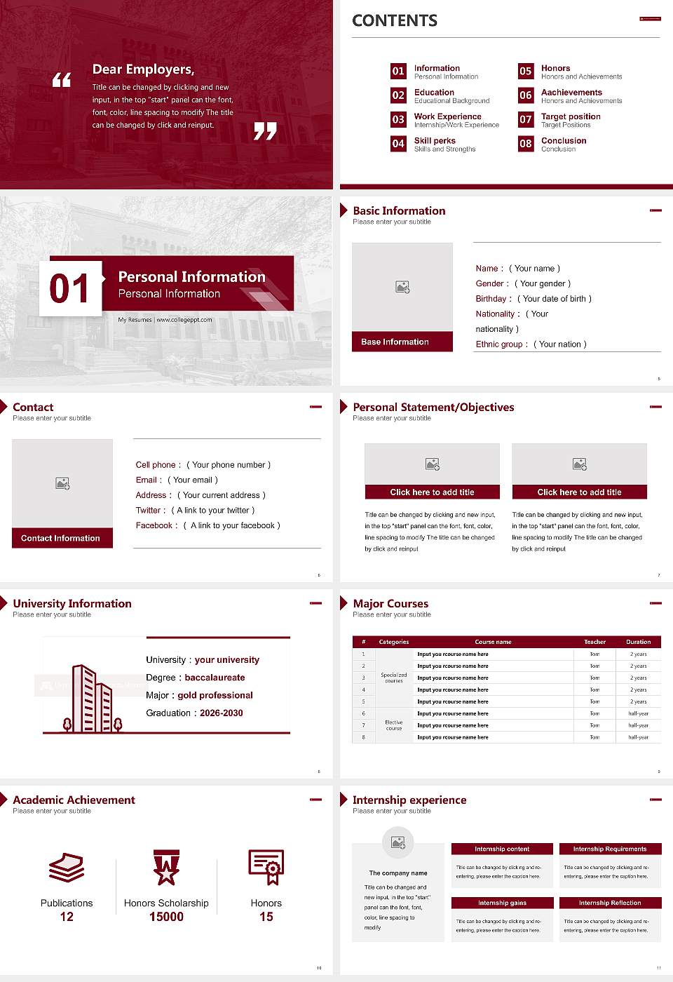 University of Minnesota-Morris Resume PPT Template16:9 ratio PPT effect preview image2