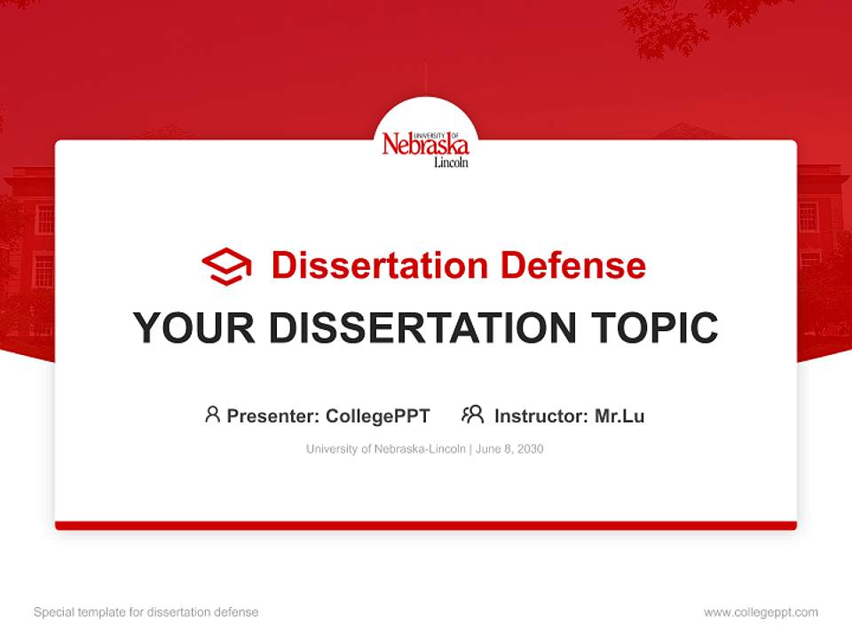 University of Nebraska-Lincoln Graduation Thesis Defense PPT Template4:3 ratio PPT effect preview image7