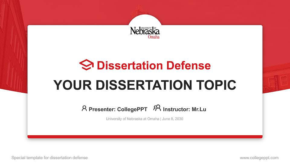 University of Nebraska at Omaha Graduation Thesis Defense PPT Template16:9 ratio PPT effect preview image