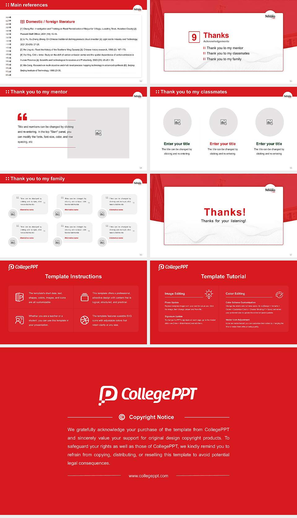 University of Nebraska at Omaha Graduation Thesis Defense PPT Template16:9 ratio PPT effect preview image7