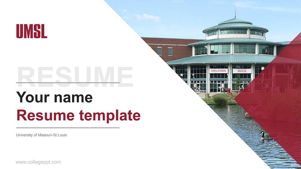 University of Missouri-St Louis Resume PPT Template16:9 ratio PPT effect preview image