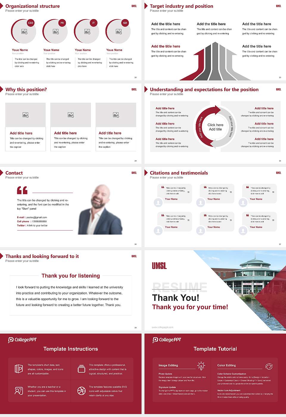 University of Missouri-St Louis Resume PPT Template16:9 ratio PPT effect preview image4