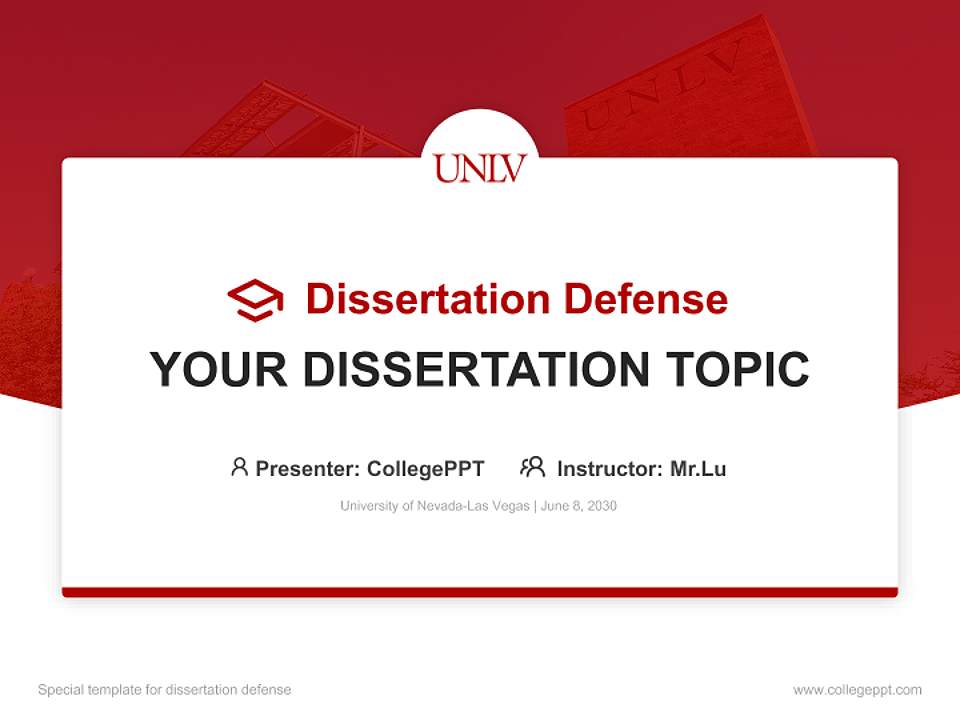University of Nevada-Las Vegas Graduation Thesis Defense PPT Template4:3 ratio PPT effect preview image7