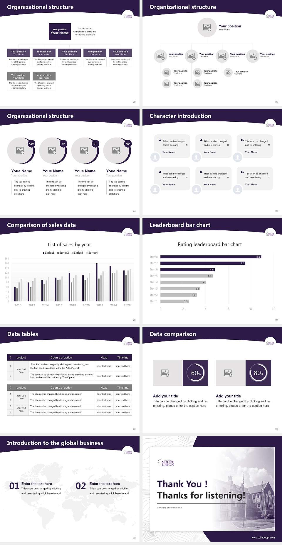 University of Mount Union Academic Presentation/Research Findings Report PPT Template4:3 ratio PPT effect preview image4