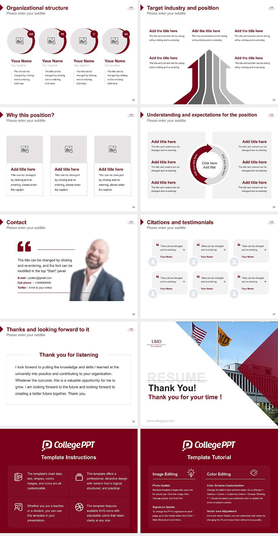 University of Minnesota-Duluth Resume PPT Template4:3 ratio PPT effect preview image4