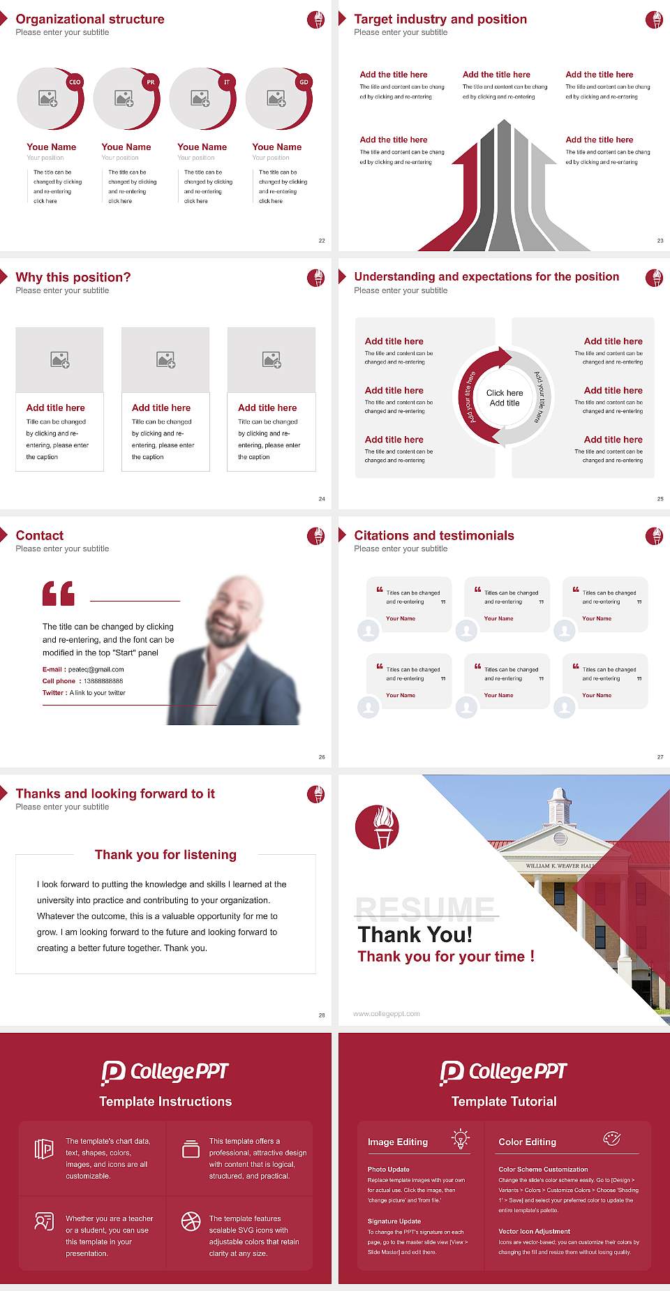 University of Mobile Resume PPT Template4:3 ratio PPT effect preview image4